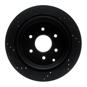 Infiniti QX80 Brake Rotor (1) - Rear Right - R1 Concepts - Drilled & Slotted - Black - `10-`24